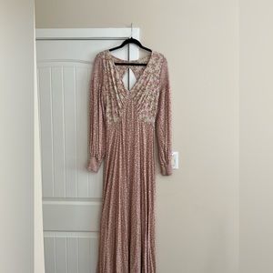 Free People Pink Floral long sleeve dress